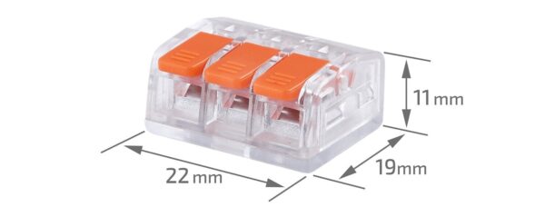 CMK633 - 0.08- 4mm² 3 Pole Transparent Push-In Wire Connector Terminal Block with Spring Lock Lever for Cable Connection - Image 2