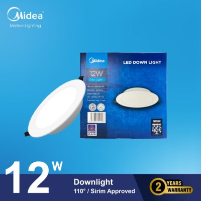 Midea 12W LED Round Downlight Input Voltage – 220-240VAC ~50/60hz 3000K – Recess Flush Mount