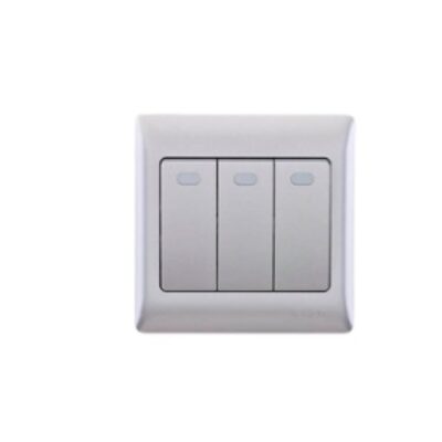 Chint NEW7-G00608A 3-Gang 2-Way Switch Silver – Broad Rocker