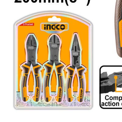 Ingco 3 pcs Compound Action Pliers set HKCPS5831