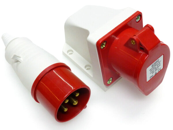 Industrial Socket & Plugs Three Phase 16A 4 Pins – 3P+N IP44, Voltage : 380V – 420V