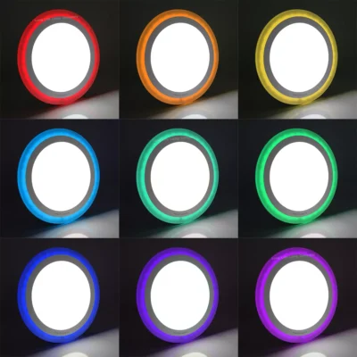 Round Surface Mount 18Watt (15+3) LED Light – Multicolored Ring 3W, Cool White Surface 6500k 15W 220V