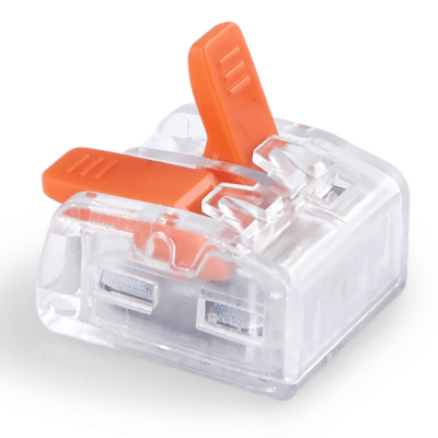 CMK632 – 0.08- 4mm² 2 Pole Transparent Push-In Wire Connector Terminal Block with Spring Lock Lever for Cable Connection